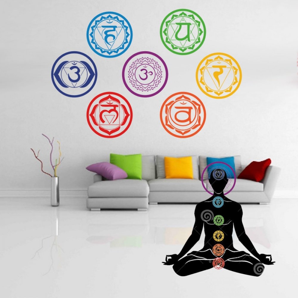 #yoga{#meditation Set of 7 Chakras Wall Stickers