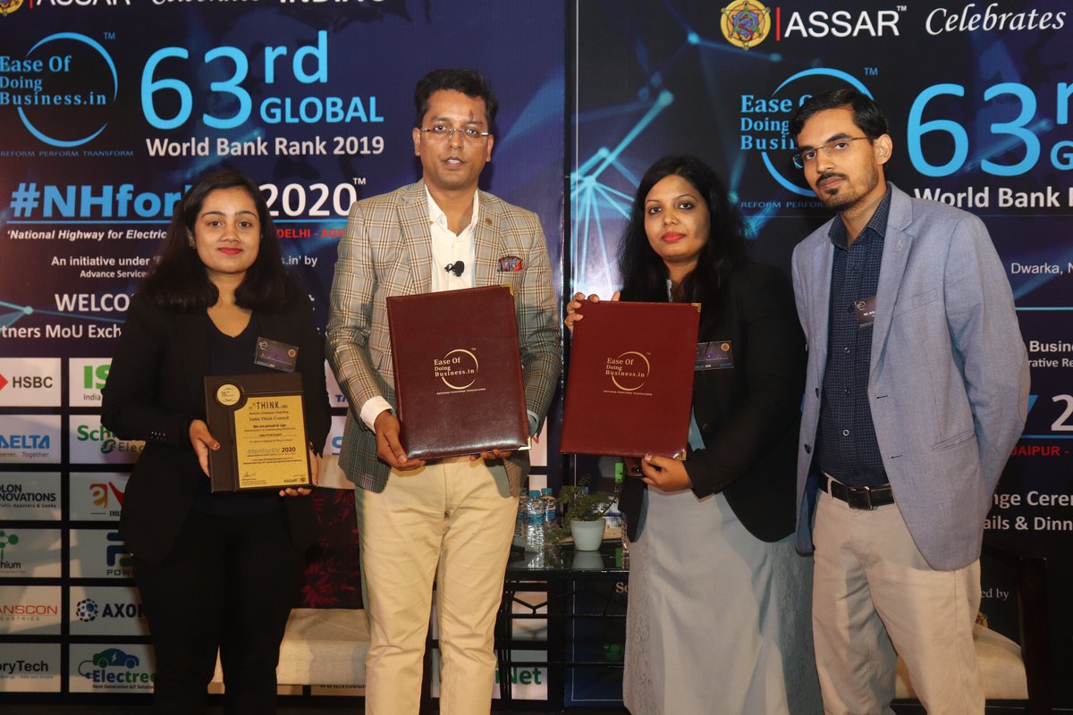 ASSAR_Networks's tweet photo. MoU Signing Ceremony between NHforEV2020 and @IndiathinkOrg at Vivanta by Taj, Dwarka, New Delhi on 15 Nov'19 by @EODB_IN of @ASSAR_Networks
#NHEV2020 #IndiaThinkCouncil #EODB #ASSAR https://t.co/zlHKwdK0X3