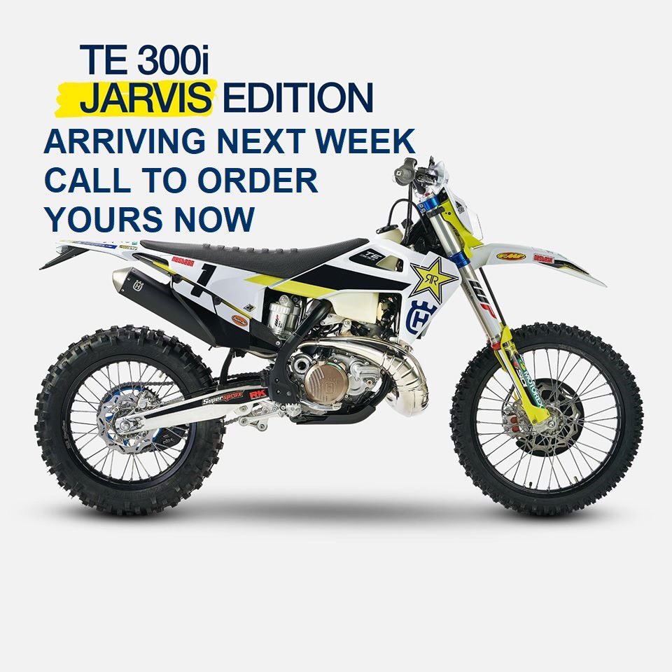 Here's your chance to own a Graham Jarvis TE300i EDITION.
Features Include:
Factory Graphics Kit
Black Frame
Blue Anodised Triple Clamps
Black Ribbed Seat Cover
Supersprox Blue Stealth Rear Sprocket
Blue Chain Guide
Front Brake Disc Cover
Grey ODI grips