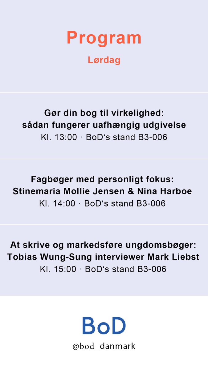 Dag 2 på #bogforum 💛 Igen i dag har vi spændende ting på programmet på stand B3-006: mød vores inspirerende forfattere og bliv klogere på, hvordan du #gørdinbogtilvirkelighed 😊📚

#bogforum2019 #uafhængigudgivelse #selfpublishing #forfatter #selvudgivelse