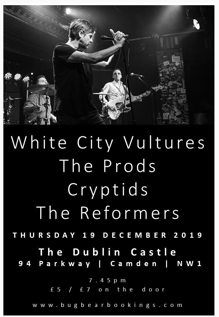 We going to London Town again for a Christmas party...
<a href="/BugbearMusic/">Bugbear Promotions</a> <a href="/DublinCastle/">The Dublin Castle</a> #whitecityvultures #theprods #cryptids
Lovely.