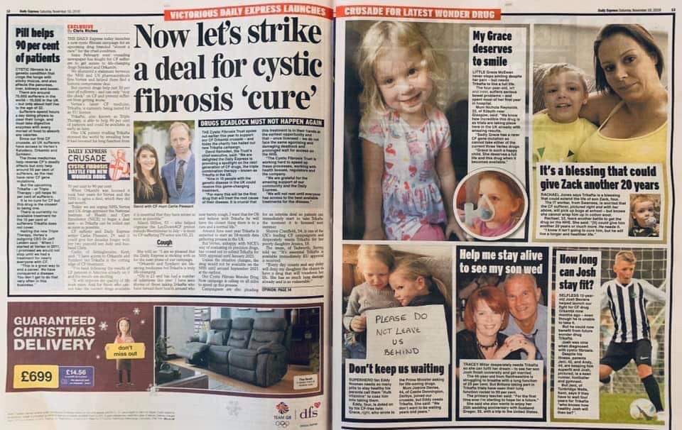 ChrisMRiches's tweet photo. The .@Daily_Express proud today to unveil our new #cysticfibrosis #TrikaftaNext campaign - demanding an interim, immediate deal with @VertexPharma when the drug is licensed in the UK next year. Please share if you can. .@MattHancock .@cftrust .@NHSEngland #dailyexpresscrusade4cf https://t.co/bxFmcdmLxr