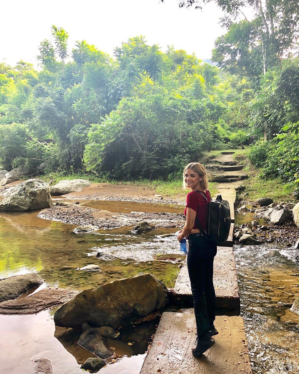 LucyHaleworld_'s tweet photo. Lucy Hale via IG/Twitter 

Fbf to Fantasy Island the movie in Fiji &amp; hiking up to a cave to film 🦇🌴 https://t.co/pA1HhpxZ85