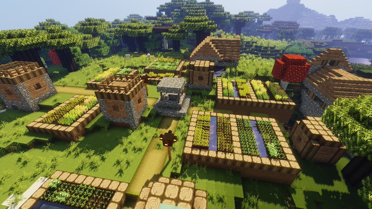 キヤ 森の村をリフォームしてみた 4枚目がリフォーム前 もっとゴチャゴチャした感じにしたかったけど まぁいいか Minecraft マインクラフト