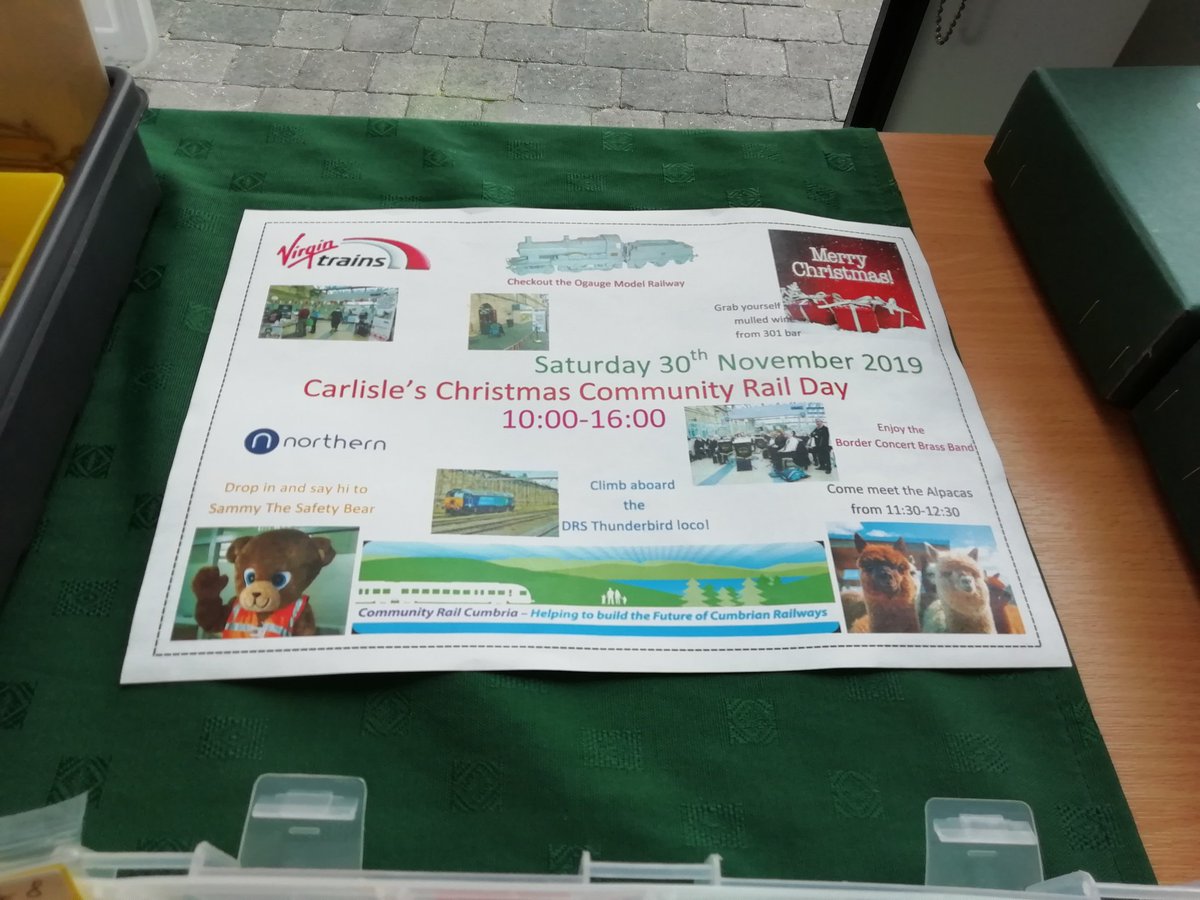 TVCRP's tweet photo. Lovely to see an advert at #solrail for #CommunityRail day in Carlisle on 30th November. Put it in your diary and come and join the fun in #Carlisle railway station @VirginTrains #Cumbria https://t.co/vsPxjeikia
