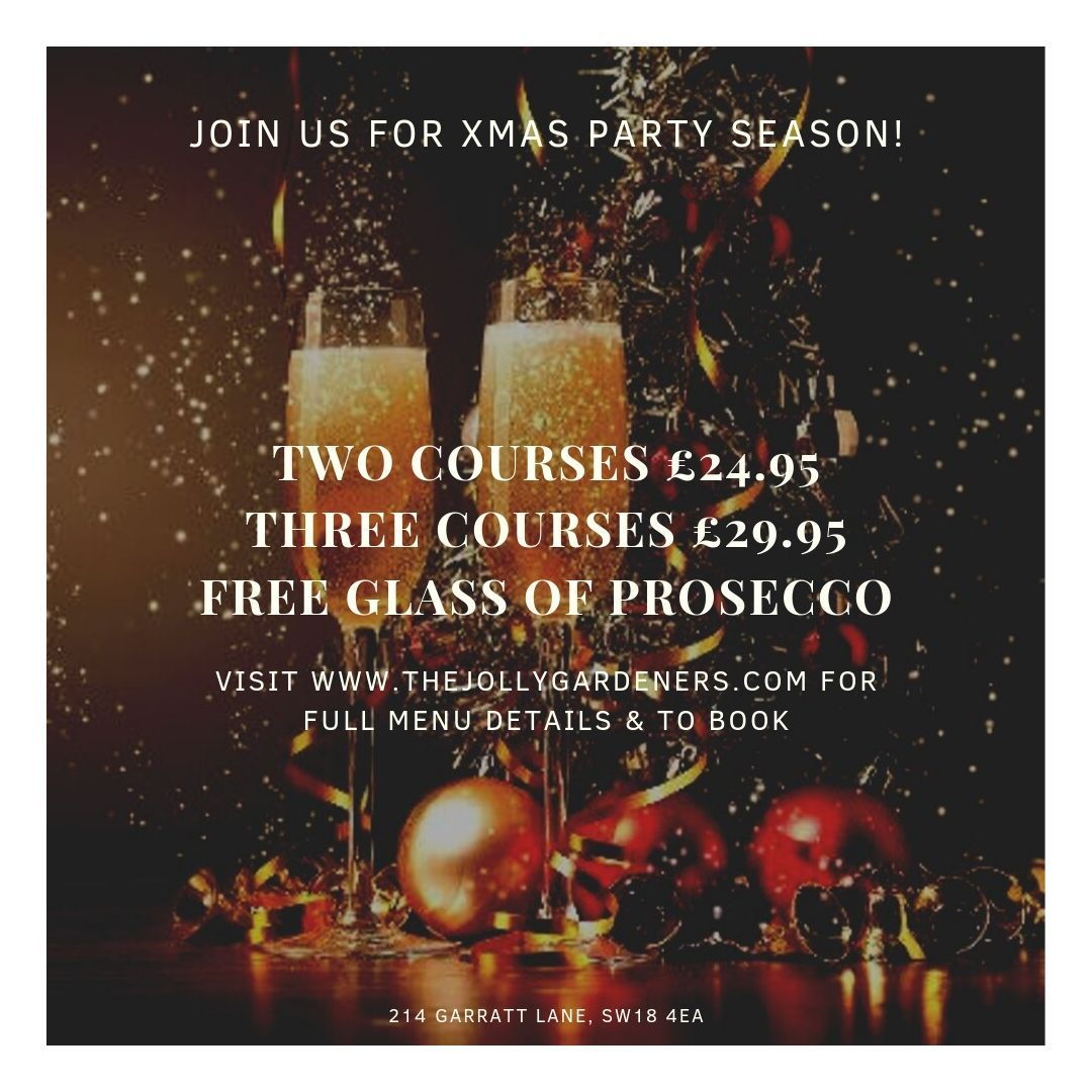 Christmas party season is almost upon us! Book with us and enjoy a free glass of Prosecco with your meal. For full menu details &amp; to book, please visit buff.ly/2SgsO6Z #christmaspartyseason #eatlocal #wandsworth #earlsfield