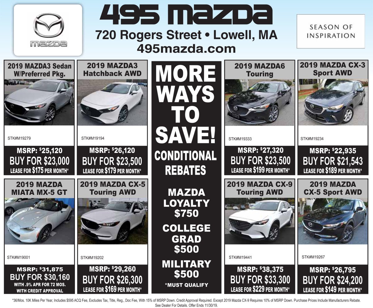 495Mazda's tweet photo. In the market for a new Mazda?
Then be sure to check out 495 Mazda in Lowell at 720 Rogers Street.
https://t.co/zCQgv1X8ND / (978)454-9300
Download: https://t.co/jB2vOd5Ws5 #Mazda #Lowell https://t.co/wzNMhkuD7a