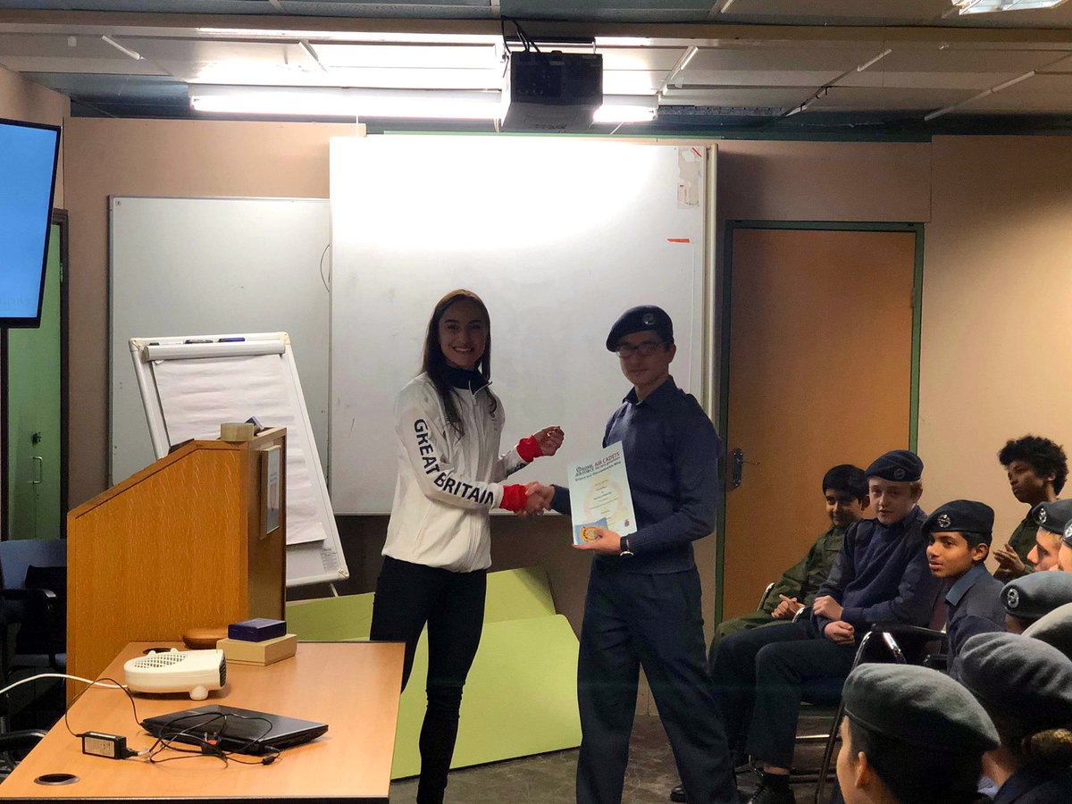 93sqn's tweet photo. Last night we were very lucky to have @EmilyDiamond11 come and talk to the cadets! The cadets spent a lot of time trying to pass of the medals as theirs! Thank you very much for coming down Emily! https://t.co/O7iN3SywSF