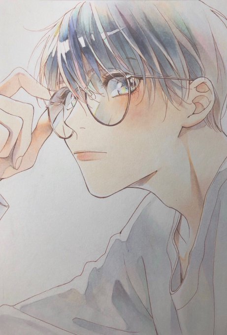 「男の子 眼鏡に手」のTwitter画像/イラスト(古い順)