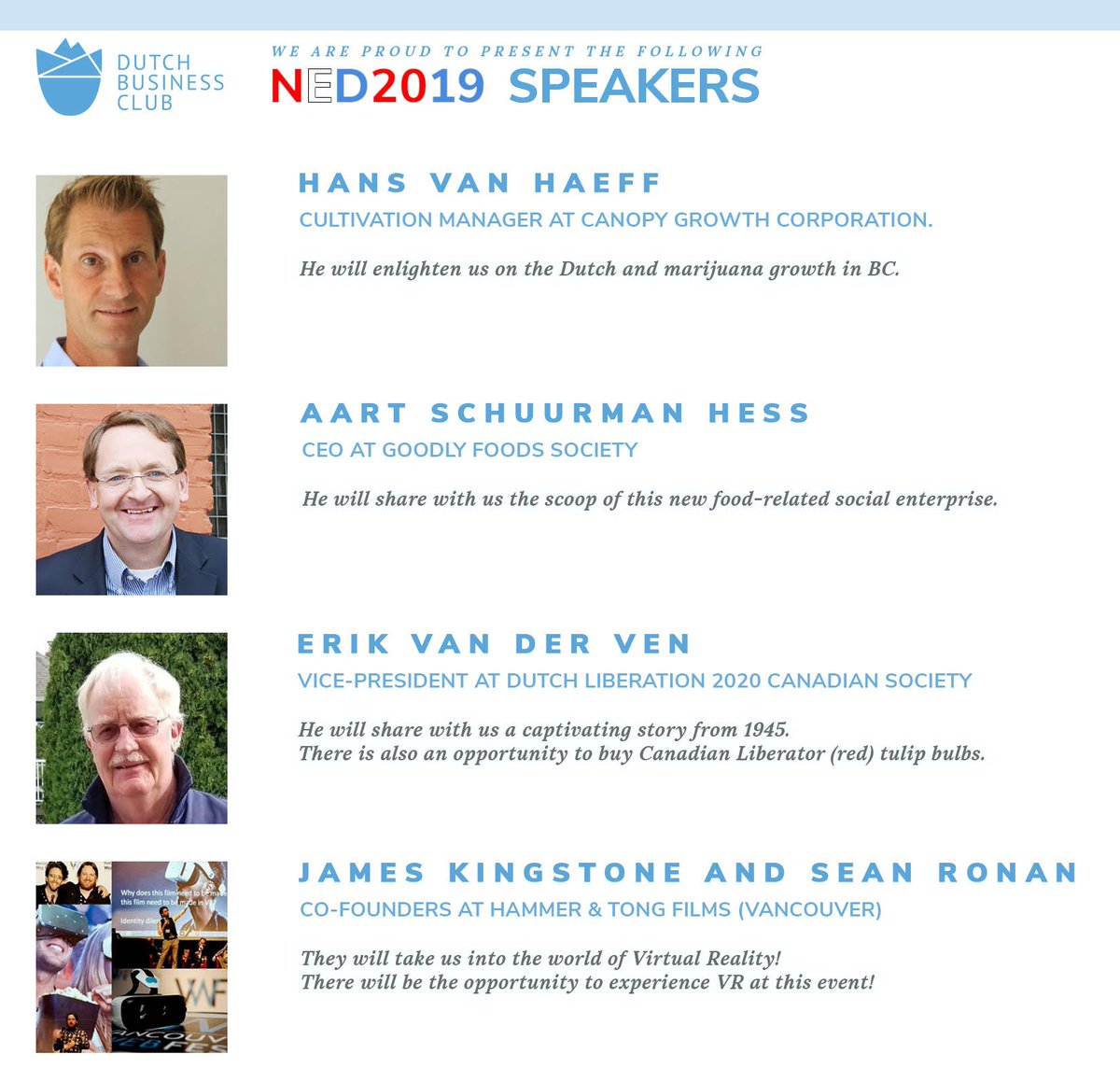 The following speakers will be present during our annual NED event. Did you bought your tickets already?