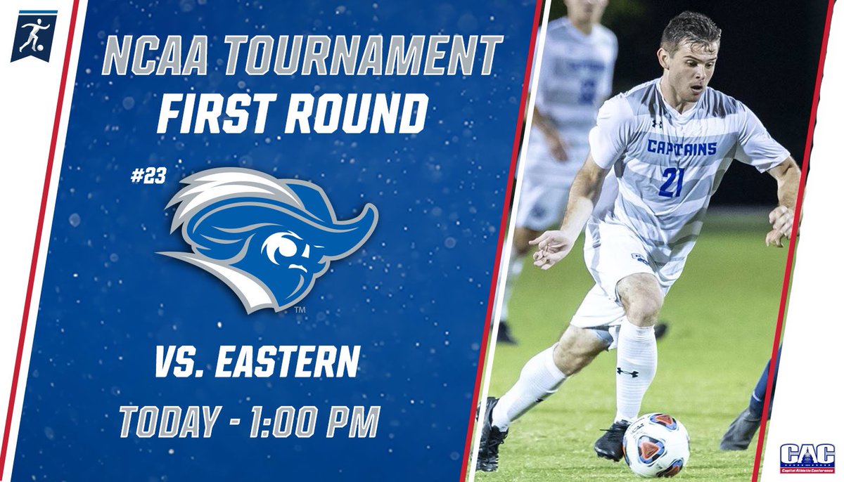 C2CAthConf's tweet photo. .@CNU_MS hosts Eastern today at 1 p.m. as the Captains look to make a deep NCAA Tournament run!
#CACMSOC // #D3MSOC β½οΈ https://t.co/QWbWTuSpMi