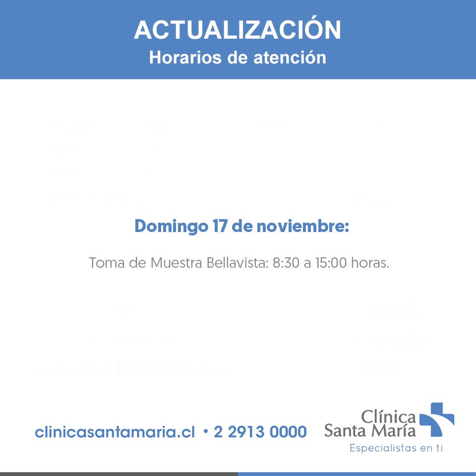 Infórmate sobre los horarios de atención del sábado 16 y domingo 17 de noviembre aquí: bit.ly/33X7Vnl