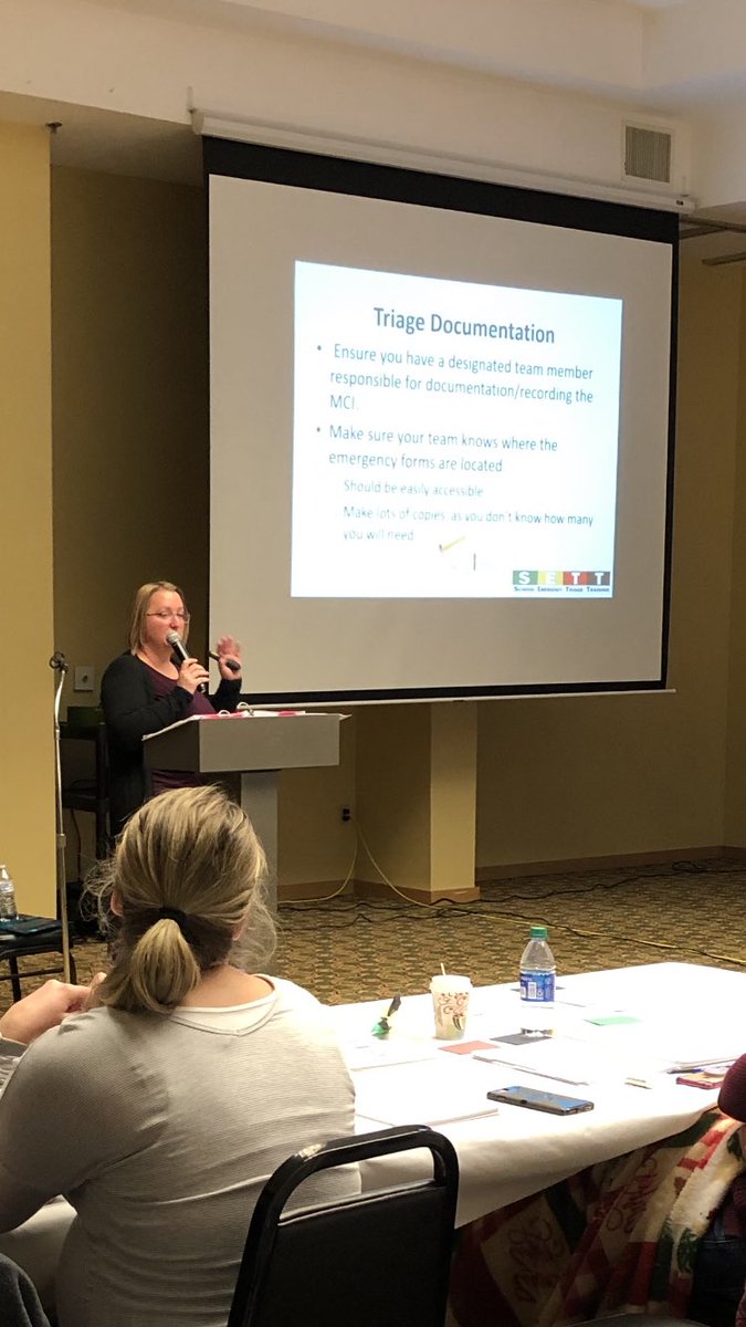 WVSchoolNurse's tweet photo. NASN SETT Training at the 2019 WVASN Conference. Learning emergency triage training to care for WV school children in the event of a disaster. https://t.co/Q0GNbegPmm