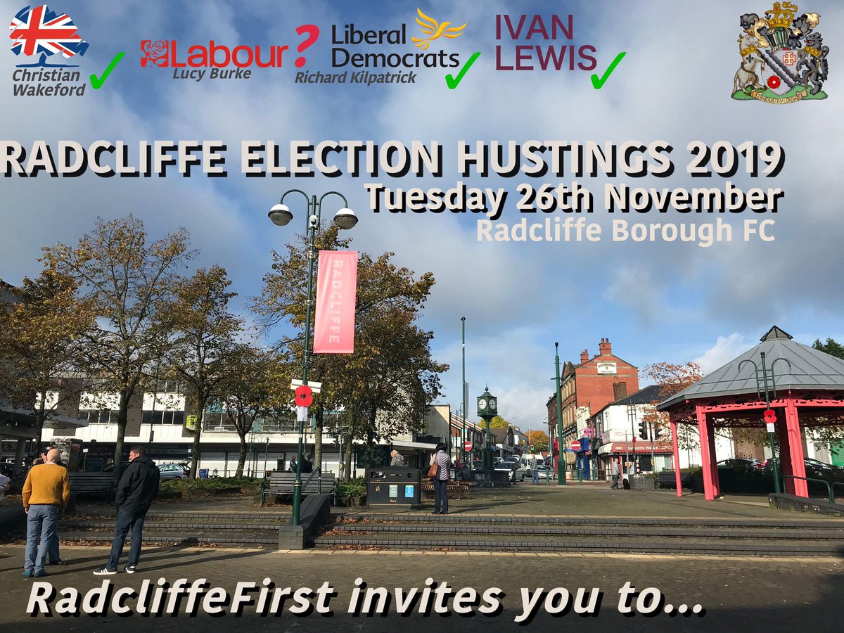 James4Radcliffe's tweet image. I’m super excited to announce that @FirstRadcliffe are holding a Hustings for #GE2019 all questions will focus on Radcliffe. My thanks go to @StaplesJones for the artwork