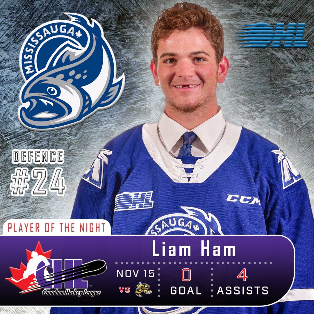 #CHL Player of the Night is <a href="/OHLSteelheads/">Brampton Steelheads</a> captain <a href="/liamham24/">Liam Ham</a> who recorded an <a href="/OHLHockey/">Ontario Hockey League</a> career high 4️⃣🍎 from the point: bit.ly/2r2miIt