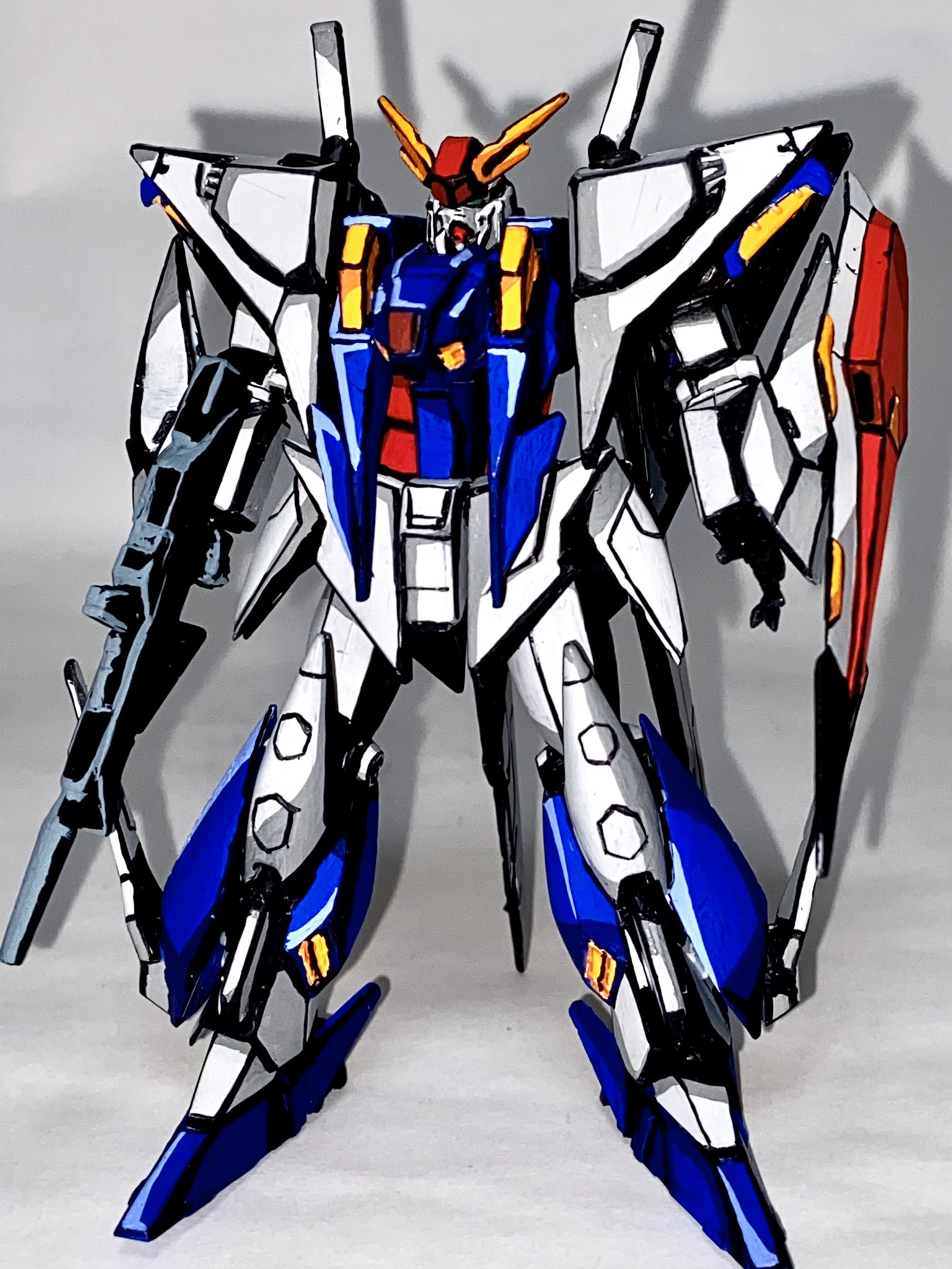 J ユニバーサルユニット クスィーガンダム 出来ました クセの強いデザインですが だんだんと好きになってきました イラスト風模型 ガンプラ Gunpla