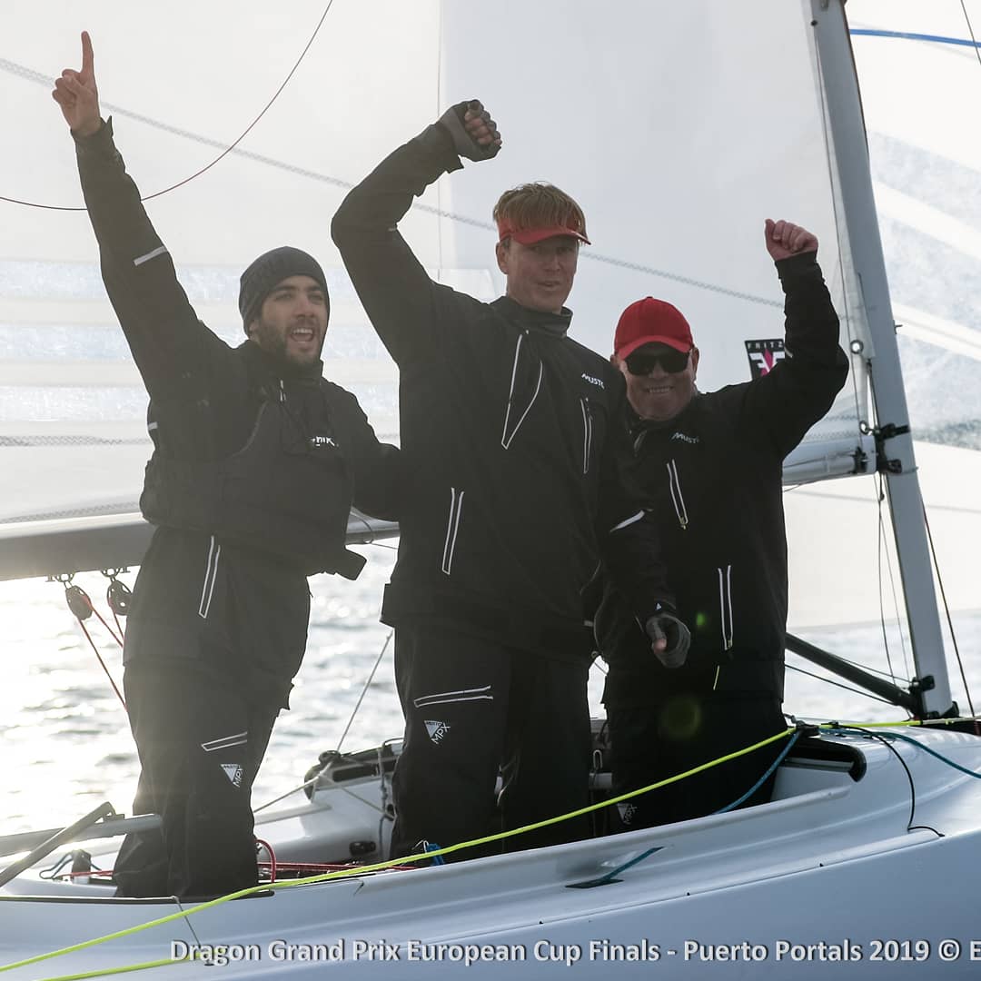 Bernardo Freitas, Martin Westerdahl and Lars Linger sail Hugo Stenbeck' Sophie Racing to Dragon Grand Prix European Cup Finals victory off Puerto Portals. #intdragon #dragongpfinal #puertoportals