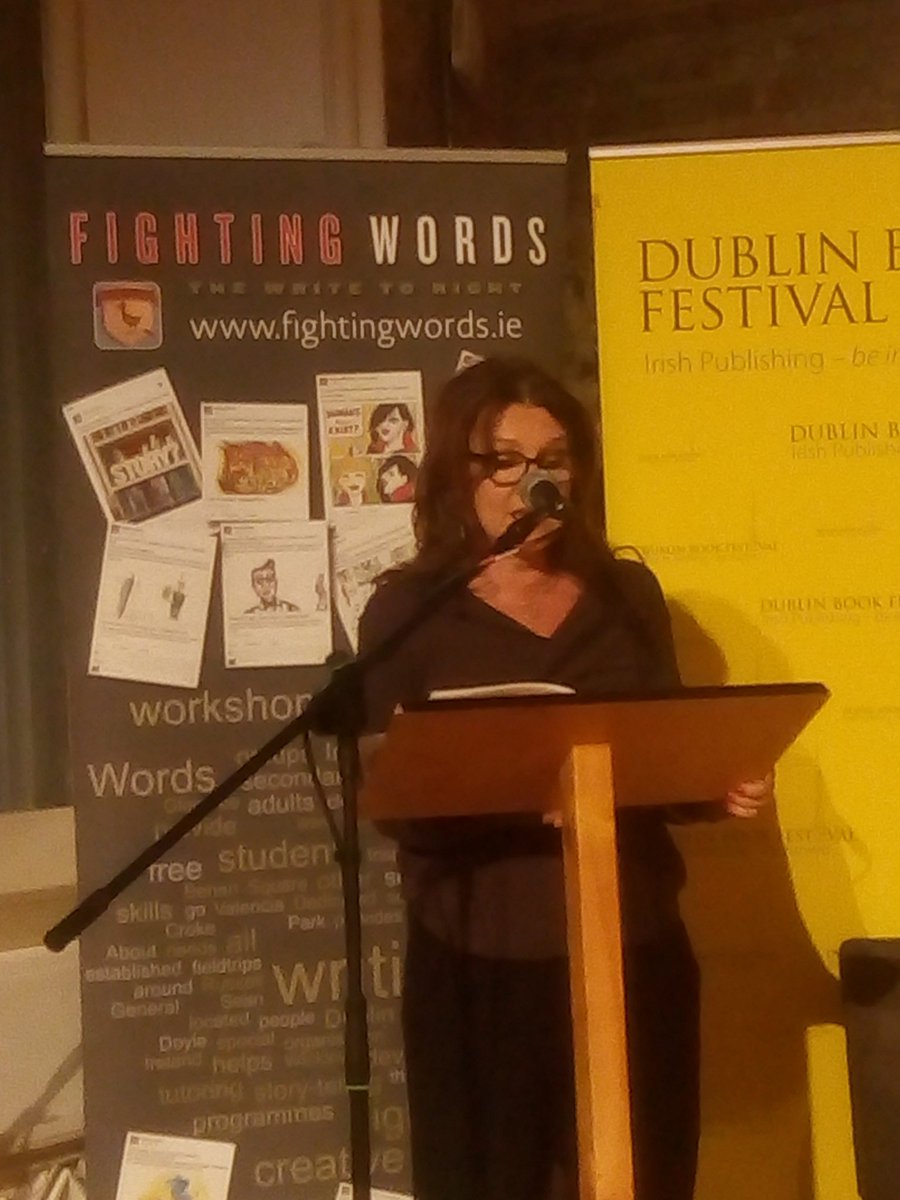 Hilary Fannin speaking at the launch of Yes, We Still Drink Coffee! A great collaboration between @FightingWordsIE and @FrontLineHRD telling the stories of women human rights defenders. #YoungWriterDelegates #dbf2019