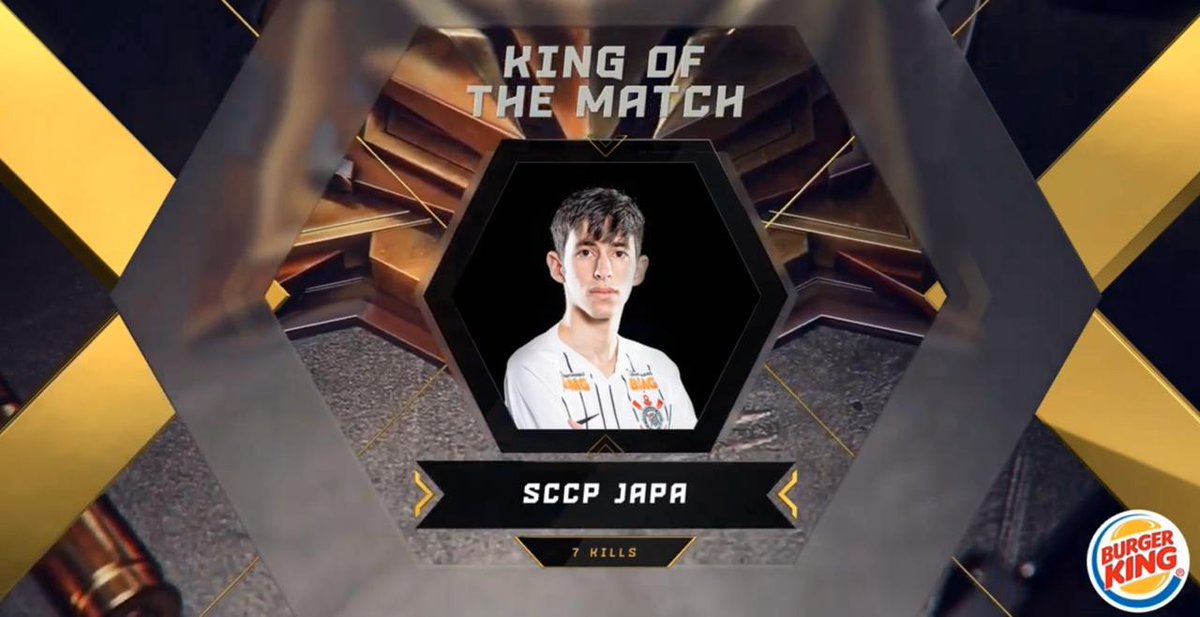 FreeFireBR's tweet photo. Japa é o King of the Match da segunda partida! Corinthians novamente dominando!  #MundialFF https://t.co/j7ZT78y46l