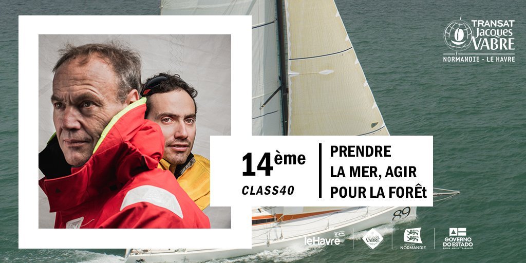 TransatJV_br's tweet photo. 🏆 Chegada 

Mathieu Claveau e Christophe Fialon a bordo do Prendre la mer, Agir pour la forêt são a 14ª dupla Class40 na #TransatJV

➡ Tempo: 20 dias, 3h, 26m, 13seg
➡ Milhas velejadas: 4 675,63 milhas
➡ Velocidade média: 9,67 nós
➡ Diferença para o 1º: 2 dias, 11h, 4m, 50s https://t.co/kg5nxuF0Wk