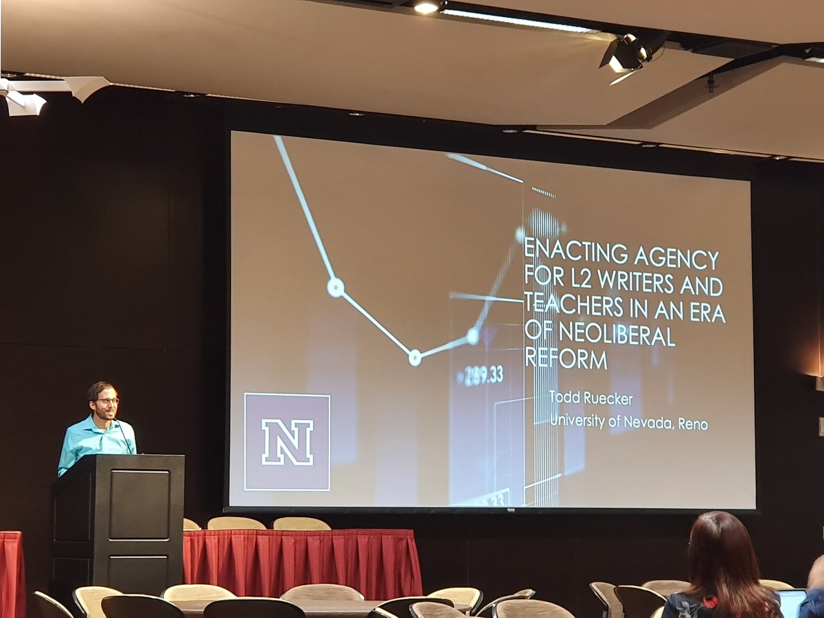 balamri17's tweet photo. Day 3: Happening Now:
Great talk about Enacting agency for L2 writers and their teachers in an era of neolibral education reform by Todd Ruecker #SSLW2019 @ASU @sslwtg https://t.co/y0S2JxXvdb