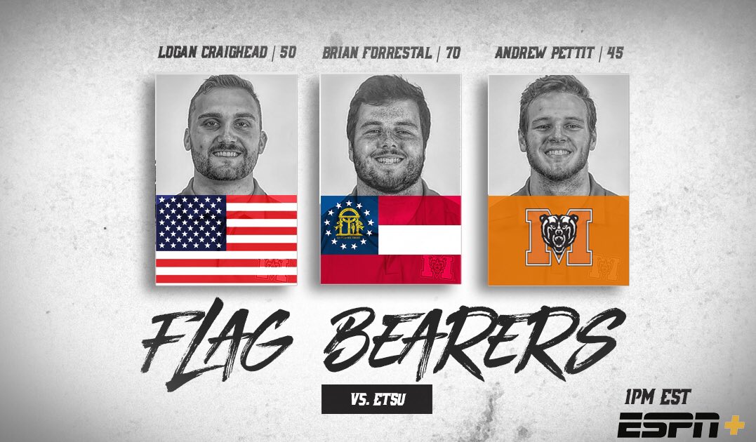 MercerFootball's tweet photo. Game 1️⃣1️⃣ captains and flag bearers‼️

#BMB | #RoarTogether https://t.co/9QB7BqZ1zj