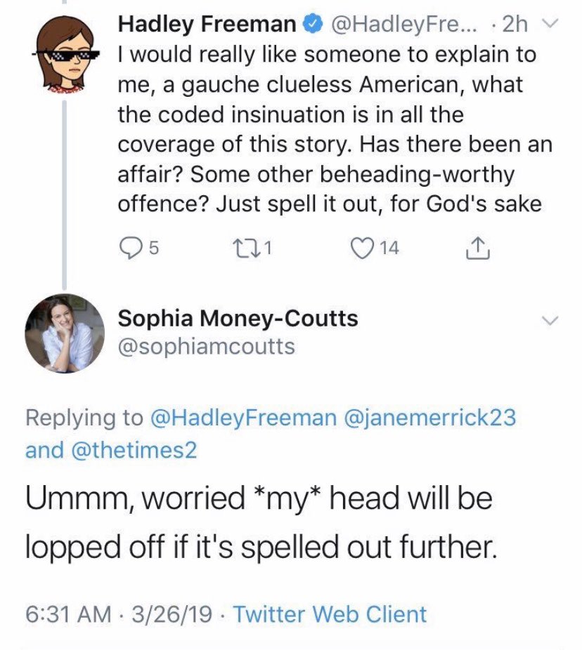 Verified accounts got wind and started talking. Hadley Freeman, UK journalist asked and a few accounts took the tea to dm.