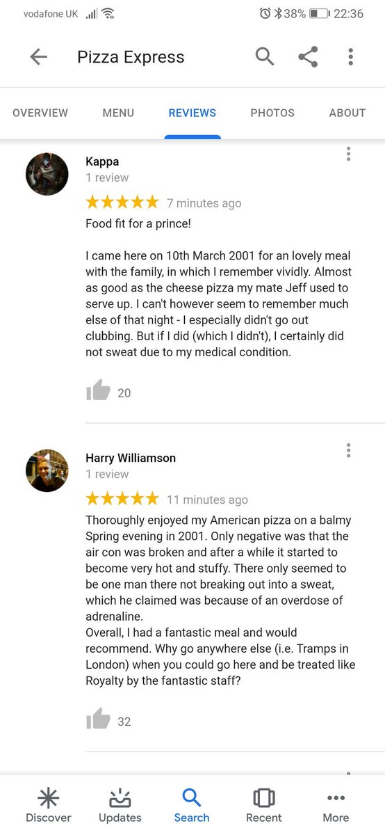 Of course there are now Google reviews for Woking Pizza Express...