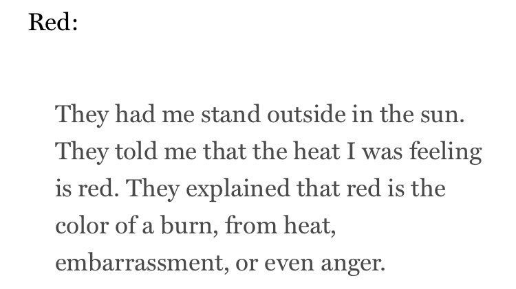 tarrrj's tweet image. I was wondering how you could describe colour to a blind person and after doing some research, I found these answers and it’s so fascinating