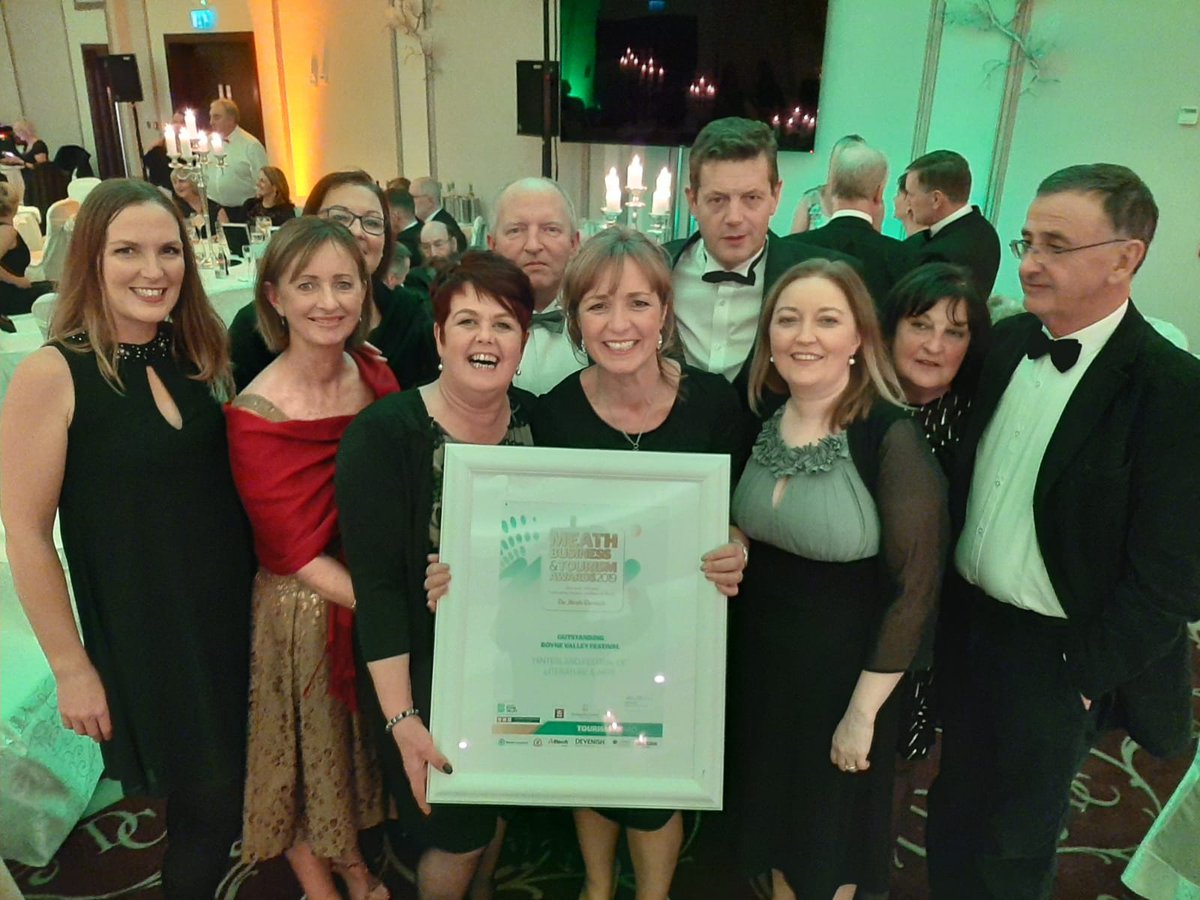 meathtourism's tweet photo. Winners at Meath Business & Tourism Awards in Dunboyne Castle last night included Hinterland Festival Kells (Outstanding Festival), My Ireland Family Heritage (Best Tourism Experience) & Meath Beo (Small Business Tourism Initiative - with David Gilroy Chair Boyne Valley Tourism). https://t.co/kjIygBtMAL