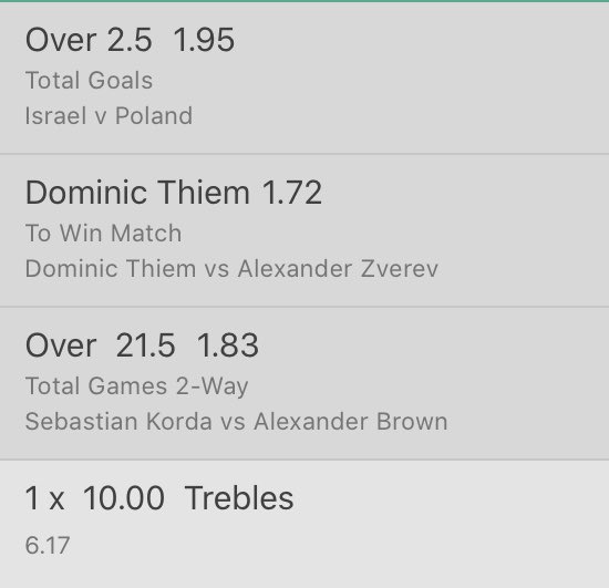 RTips9's tweet image. 💰6.17 Treble 
#ATPFinals 
#EURO2020 
#Champaign 
#bettingtips #footballtips #soccertips #tennistips #betting #spor