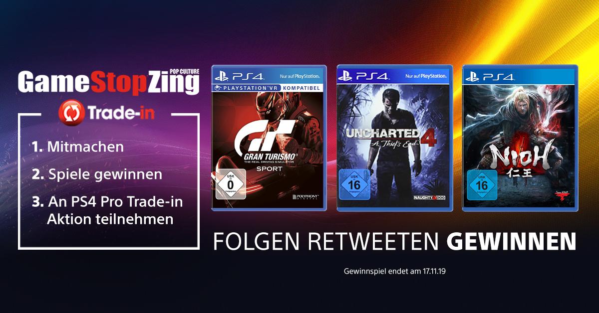 PlayStationDE's tweet photo. Wir rüsten euch für die @gamestopzingde PS4 Pro Trade in Aktion aus: https://t.co/Q1wJ9DaKak 
Gewinnt bis 24.11. täglich 3 #PS4 Games und tauscht sie mit eurer gebrauchten PS4 und einem DS4 für 79.99 € gegen eine brandneue #PS4Pro ein.
TNB: https://t.co/xl0huHrosl https://t.co/U5c4TIqVzg