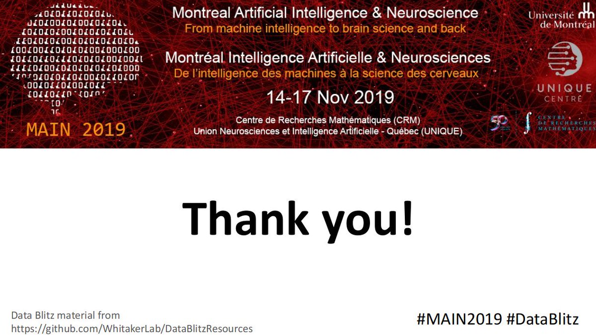 MAIN_Community's tweet image. And that&apos;s it for the #MAIN2019 Early Career Researchers #DataBlitz ! Great job to everyone involved -- what a whirlwind of exciting work happening in neuro-AI !

If you&apos;re here #MAIN2019, make sure to check out their posters later today !