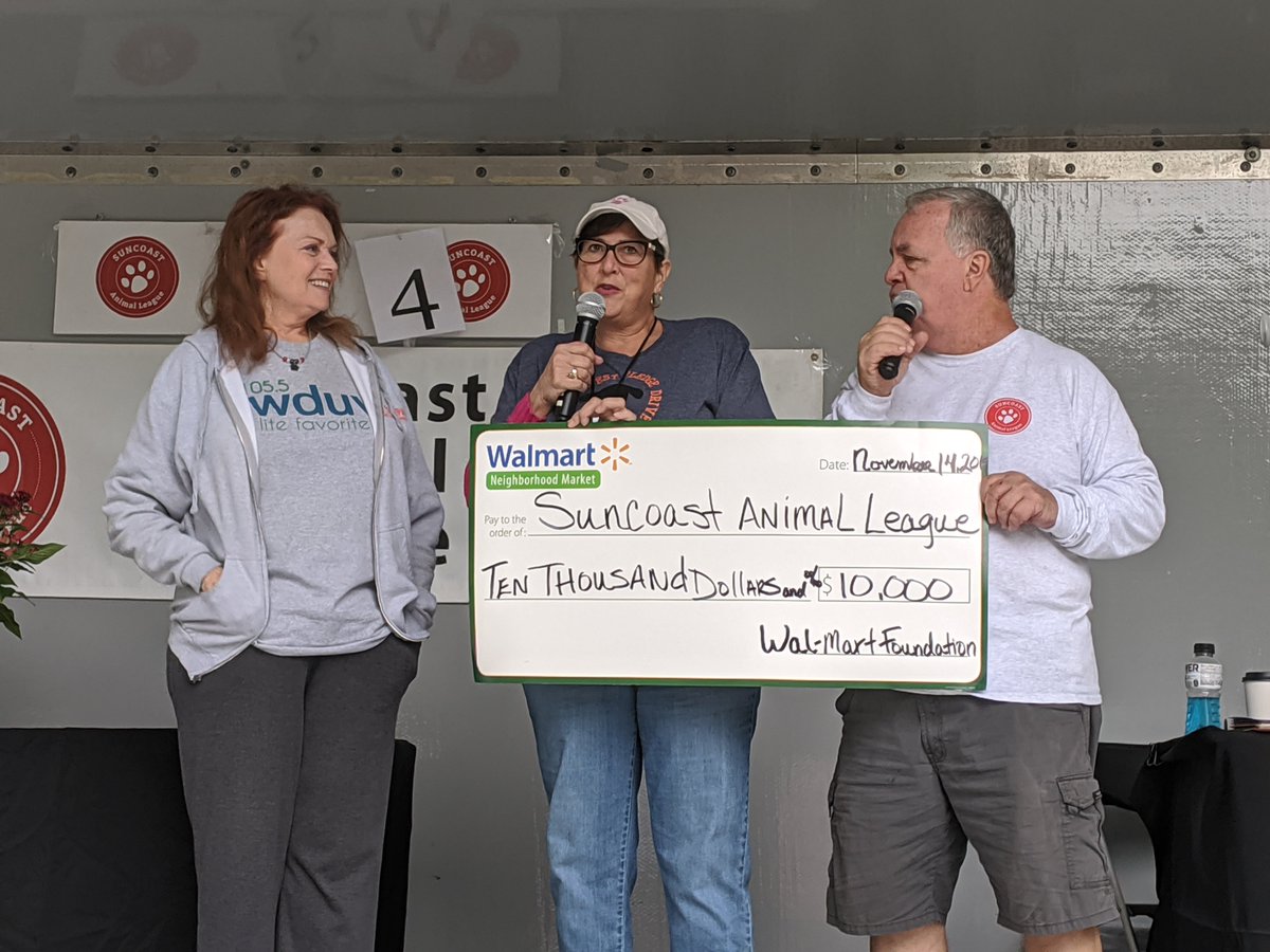 Many thanks to Melissa Finn who won a #walmartassociatechallengegrant from @walmartorg to benefit The Suncoast Animal League!  
#SparkKindness