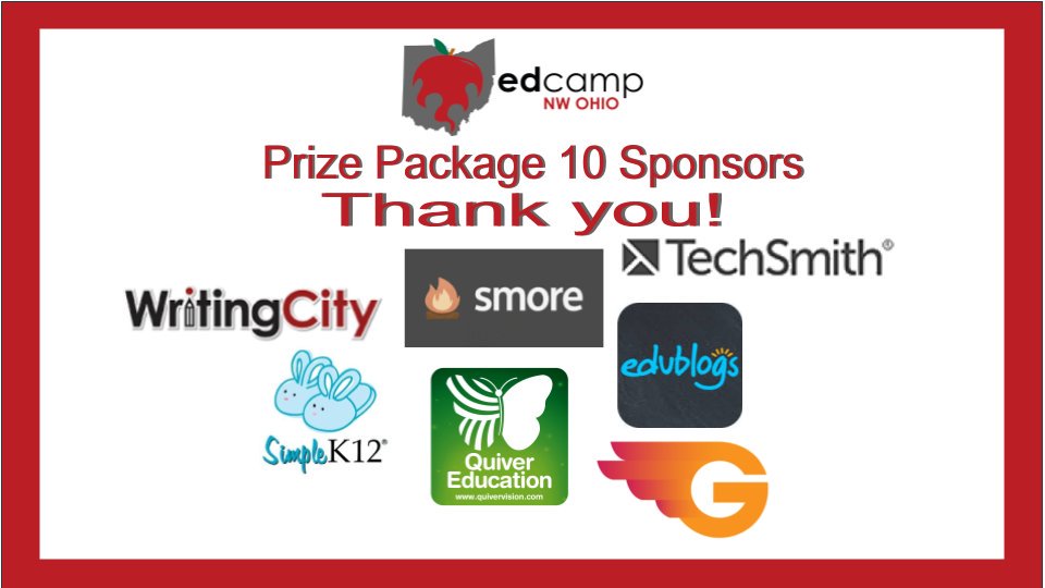 Congrats to <a href="/chamady/">Chris Hamady</a>, Anthony Wayne Local Schools! Thanks to our sponsors <a href="/GradeCam/">GRADECAM</a> @SmorePages <a href="/edublogs/">edublogs</a> <a href="/quivervision/">QuiverVision</a> <a href="/SpellingCity/">SpellingCity</a> <a href="/WritingCityK5/">WritingCity</a> <a href="/TechSmith/">TechSmith</a> <a href="/TLC_edu/">SimpleK12</a>