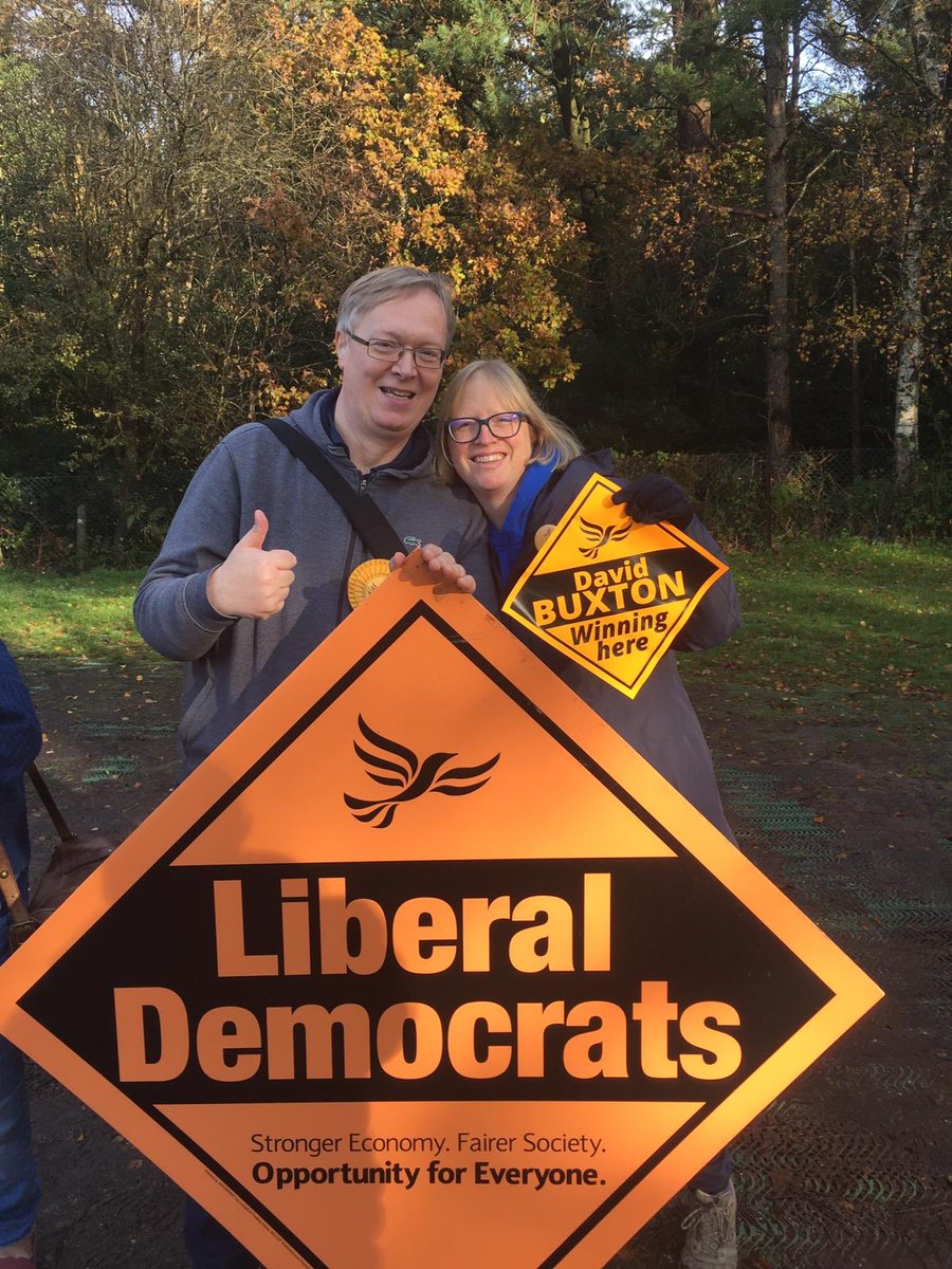 DavidBuxtonLD's tweet photo. Another great day in #Whitehill and #Bordon today! Many thanks to 15 people working with me. Good to have @BronBuxton and two close friends to help out. Thank you! Met so many people. Lovely sun but a little cold. @EHLibD @LibDems #VoteDavidBuxton #DavidEastHantsWin #GE19 https://t.co/HgycBayS40