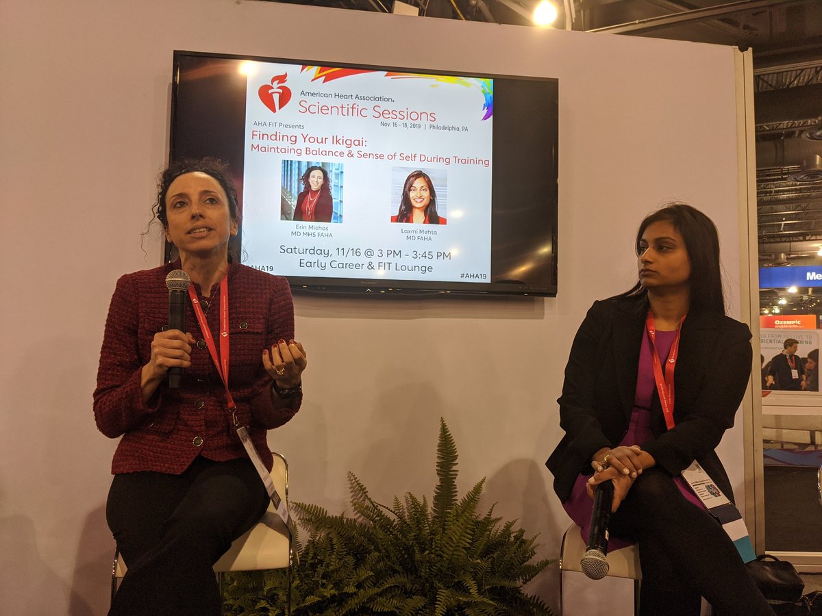 Finding your IKIGAI - happening now at FIT lounge @ErinMichos @DrLaxmiMehta 

@AHAMeetings @AHAScience #AHA19 #AHAFIT @AnumSaeedMD