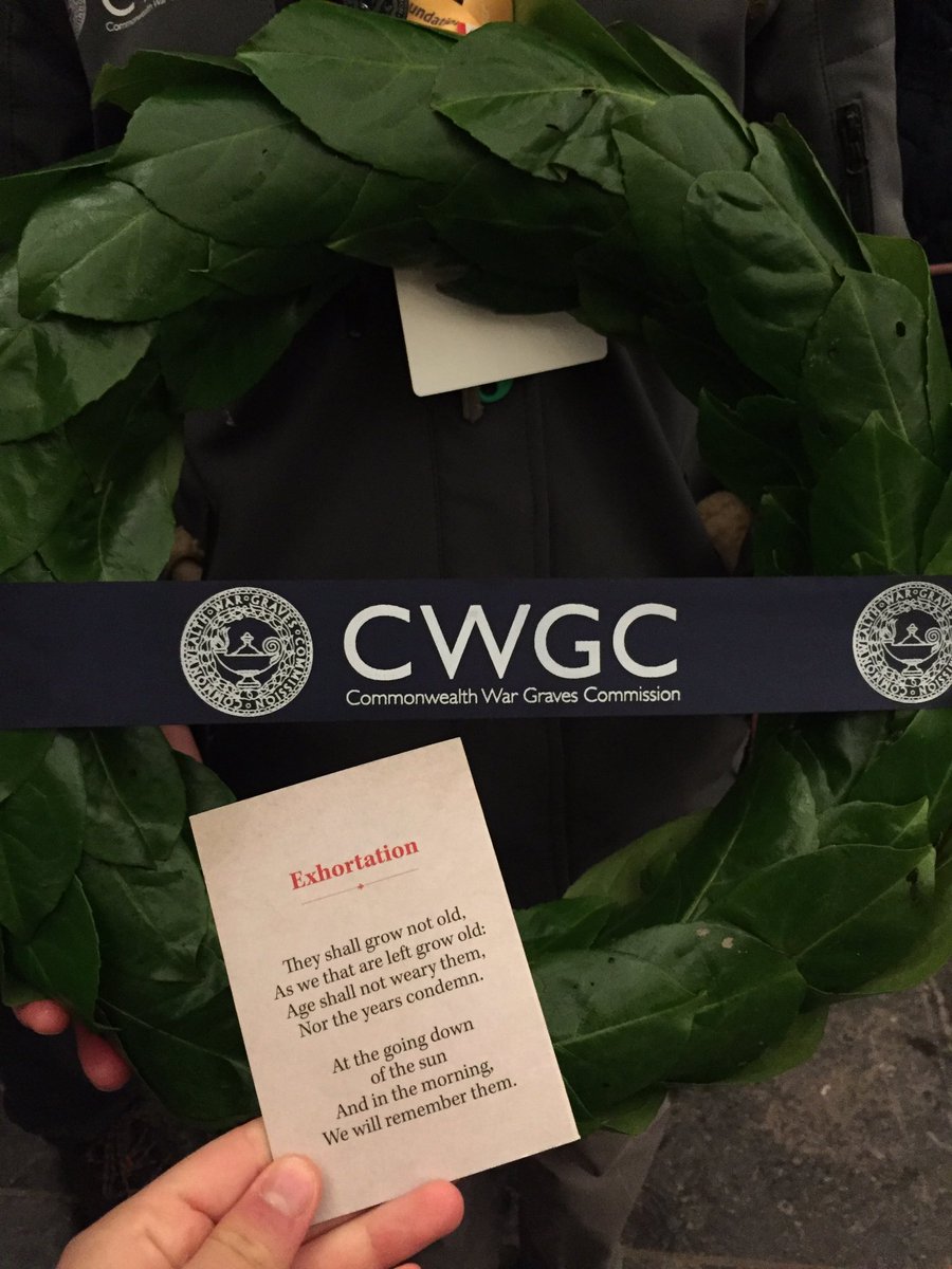 Colette McCourt (@colettemccourt1) on Twitter photo Alongside laying a wreath with the rest of my amazing #CWGFInterns last night, I had the incredible honour of reciting the exhortation under the Gate. At the end of it all, commemorating the men who sacrificed their lives during WW1 will forever remain my proudest achievement. Alongside laying a wreath with the rest of my amazing #CWGFInterns last night, I had the incredible honour of reciting the exhortation under the Gate. At the end of it all, commemorating the men who sacrificed their lives during WW1 will forever remain my proudest achievement.