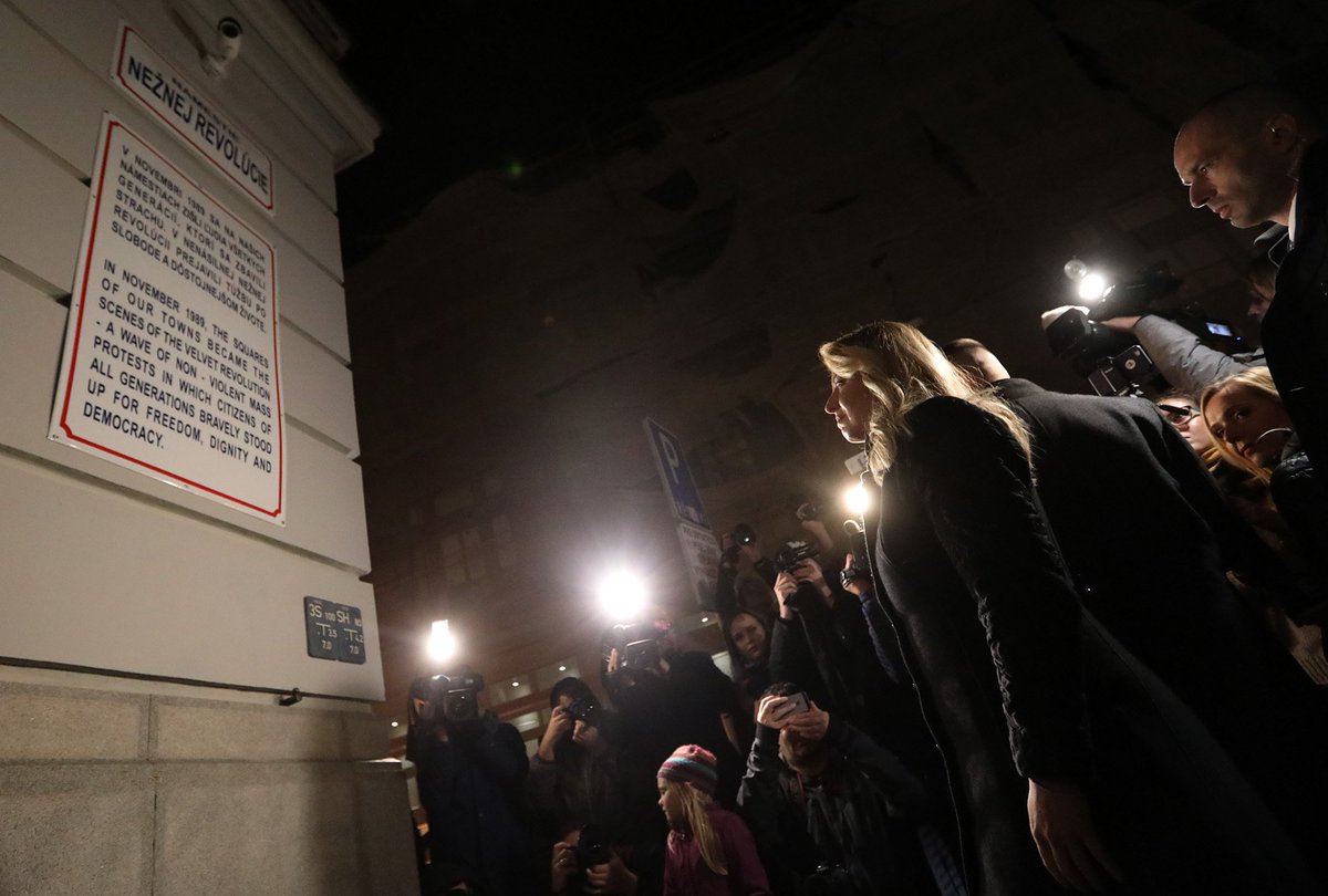 ZuzanaCaputova's tweet photo. 30 years ago, desire for freedom and dignity brought young people in Slovakia to the streets. This non-violent protests in Bratislava and Prague triggered the #VelvetRevolution. Today, it is our  obligation to carry their message and be the guardians of freedom and democracy. https://t.co/J81HE9bYIW