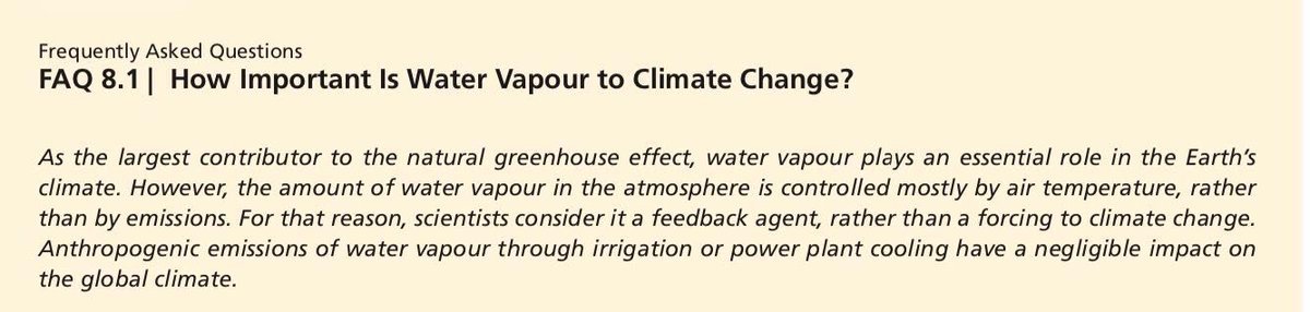  MITO 41: «Las torres de refrigeración emiten vapor de agua, un gas de efecto invernadero.» REALIDAD: La cantidad de vapor en la atmósfera se regula con la temperatura y no con las emisiones. Además es condensable, a diferencia del metano y del CO₂  https://ipcc.ch/pdf/assessment-report/ar5/wg1/WG1AR5_Chapter08_FINAL.pdf