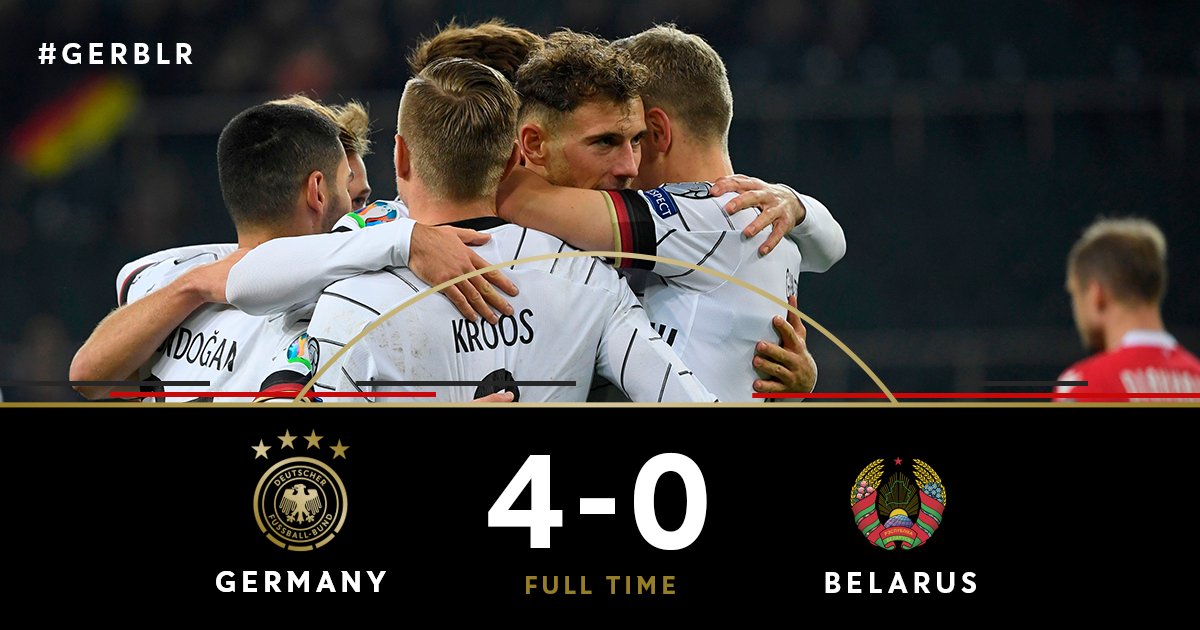 DFB_Team_EN's tweet photo. #EURO2020, here we come! 🇩🇪🎉

#DieMannschaft #GERBLR 4-0 https://t.co/uAYrGZsCHv