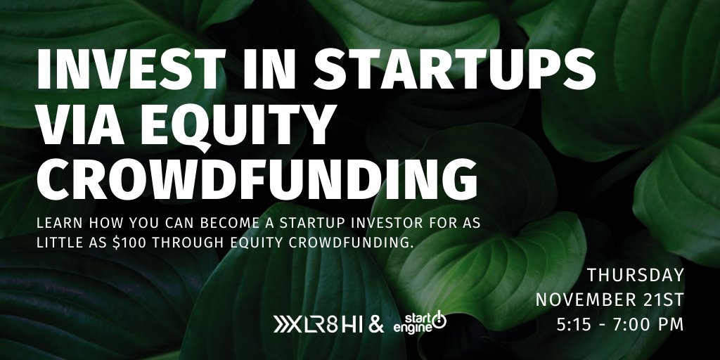 Become an investor via #equity #crowdfunding!

Thursday, November 21st
5:15 - 7:00 PM
@ XLR8HI in Downtown Honolulu

Learn more: soo.nr/5Wwf