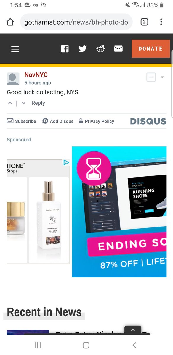 ElevationeBrand's tweet photo. @johndelsignore why is @Gothamist displaying two ads in one placement? You guys are kinda defrauding us as advertisers. https://t.co/2Mq8bmRZ4N