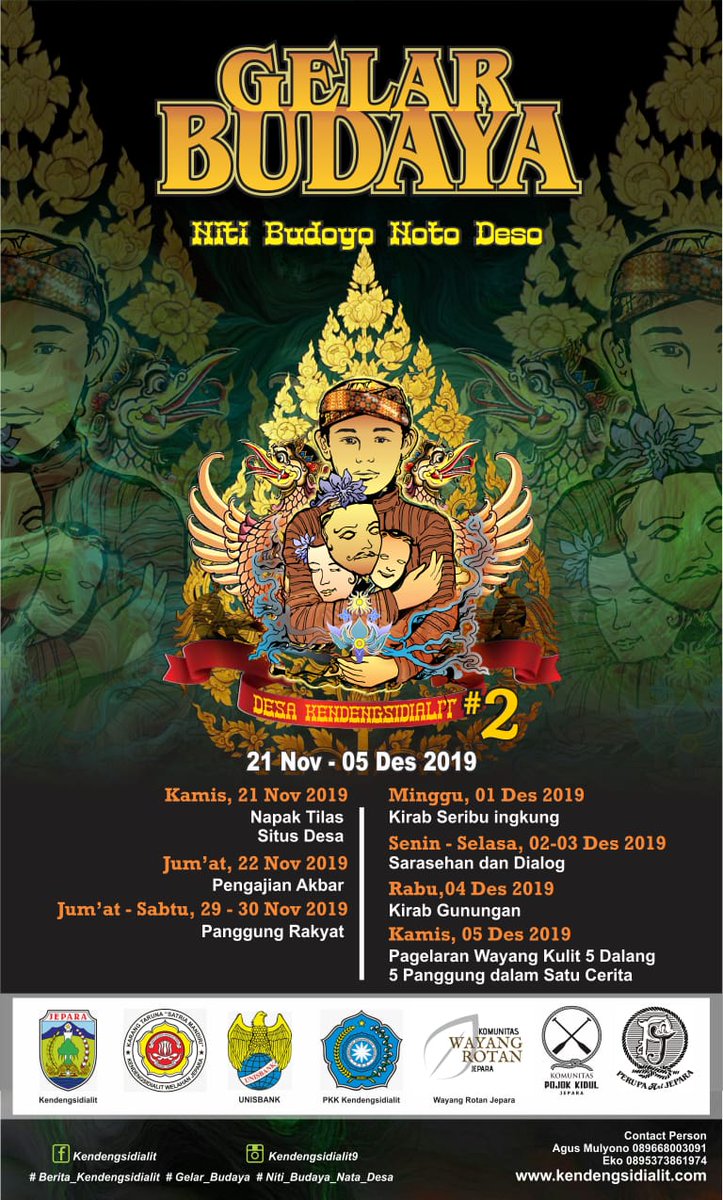 Jambrong_karjaw (@jambrong_karjaw) on Twitter photo Gelar Budaya Niti Budoyo Noto Deso
Desa Kendengsidialit#2 Welahan Jepara berbagai macam kegiatan seperti Kirab Sewu Ingkung, Kirab Gunungan, Pagelaran Wayang Kulit 5 Dalang 5 panggung dalam Satu Cerita
Acara ini pernah dihadiri mas <a href="/ganjarpranowo/">Ganjar Pranowo</a> ,monggo diramaikan lur !!! Gelar Budaya Niti Budoyo Noto Deso
Desa Kendengsidialit#2 Welahan Jepara berbagai macam kegiatan seperti Kirab Sewu Ingkung, Kirab Gunungan, Pagelaran Wayang Kulit 5 Dalang 5 panggung dalam Satu Cerita
Acara ini pernah dihadiri mas <a href="/ganjarpranowo/">Ganjar Pranowo</a> ,monggo diramaikan lur !!!