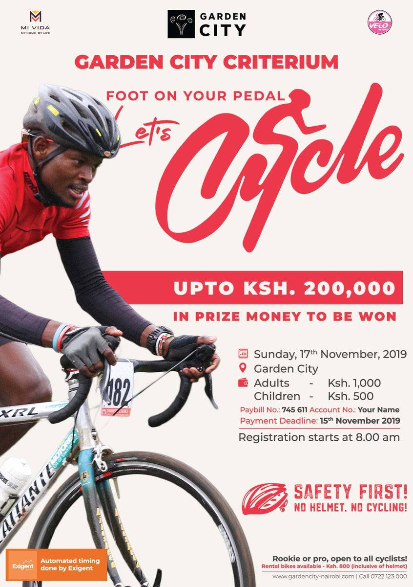 CriticalMassNbi's tweet photo. Halo halo! The day is here! 8.00am we are off to @GardenCityNbi Keep time or find us ahead at the @TeamVeloNos Criterium which starts at 9.00am! #bikeweekend #raceweekend #race https://t.co/FzPGiLfGyA