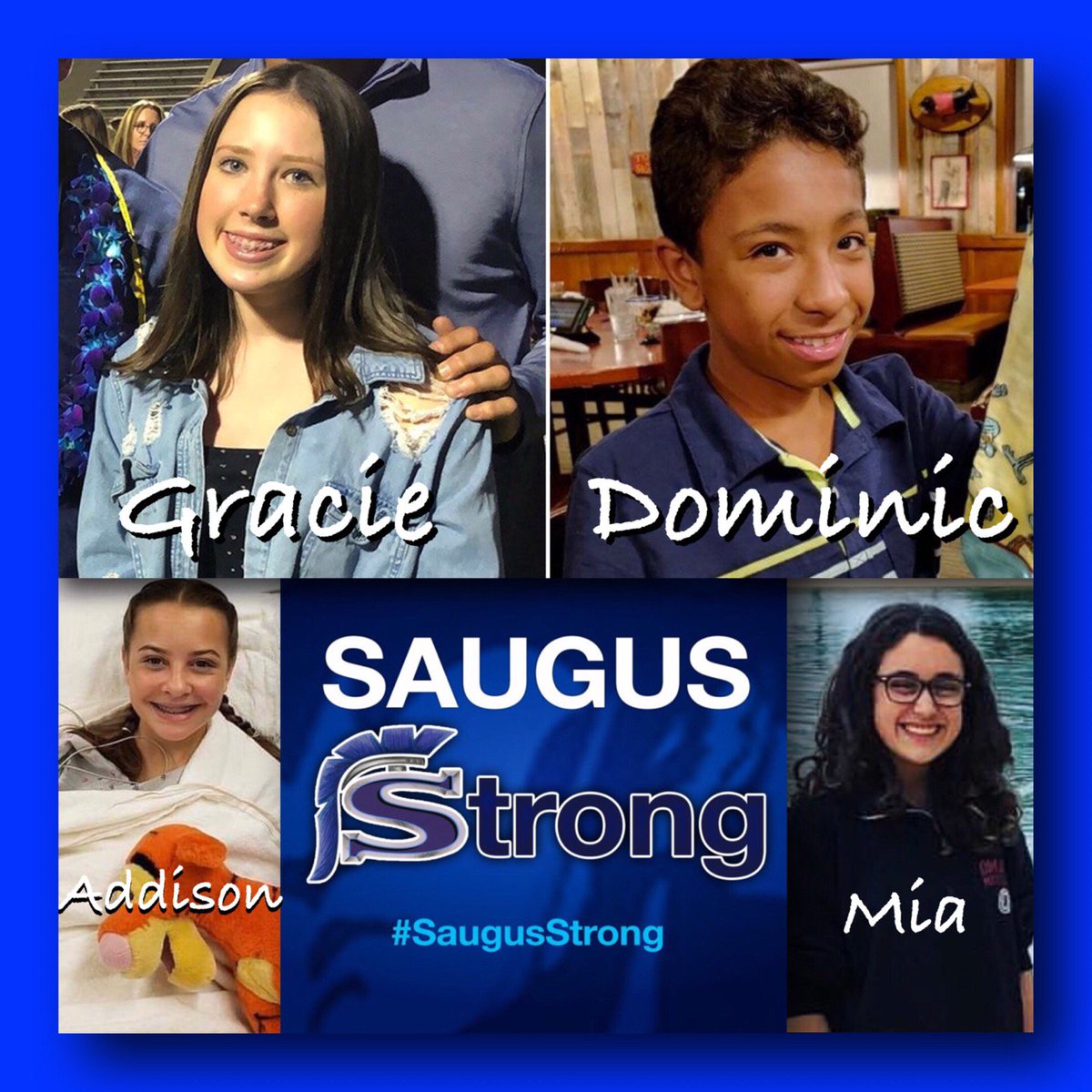 Saugus thanks everyone for their support. What an amazing community we belong to. Please continue to pray for these children, their families and our community 🙏.  We are all #SaugusStrong 💙