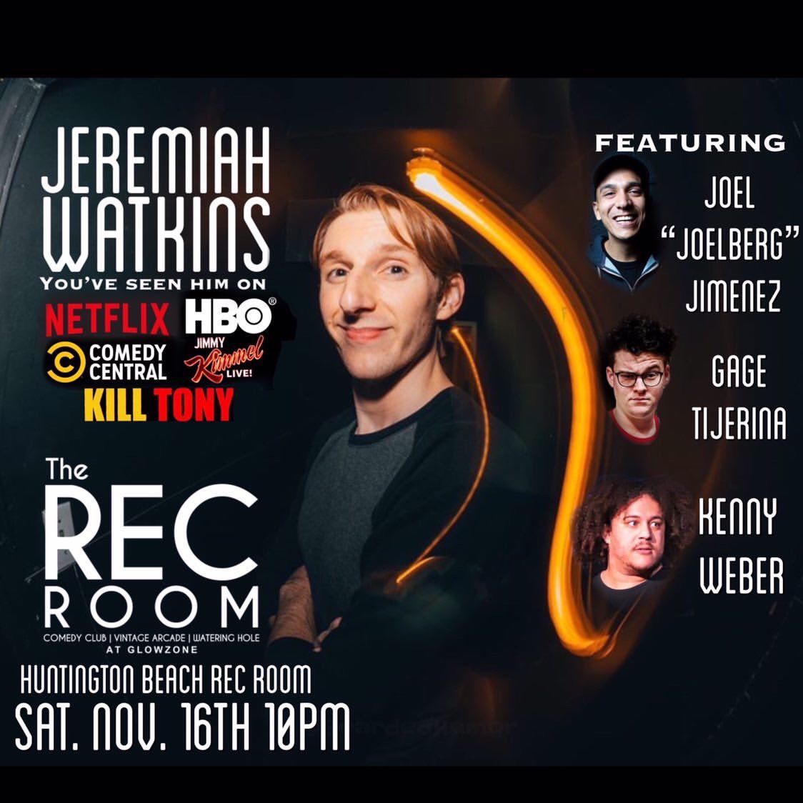 redban's tweet image. Huntington Beach! Tonight! Go see the @KILLTONY Band @jeremiahstandup @mostlysorry do standup @RecRoomHB