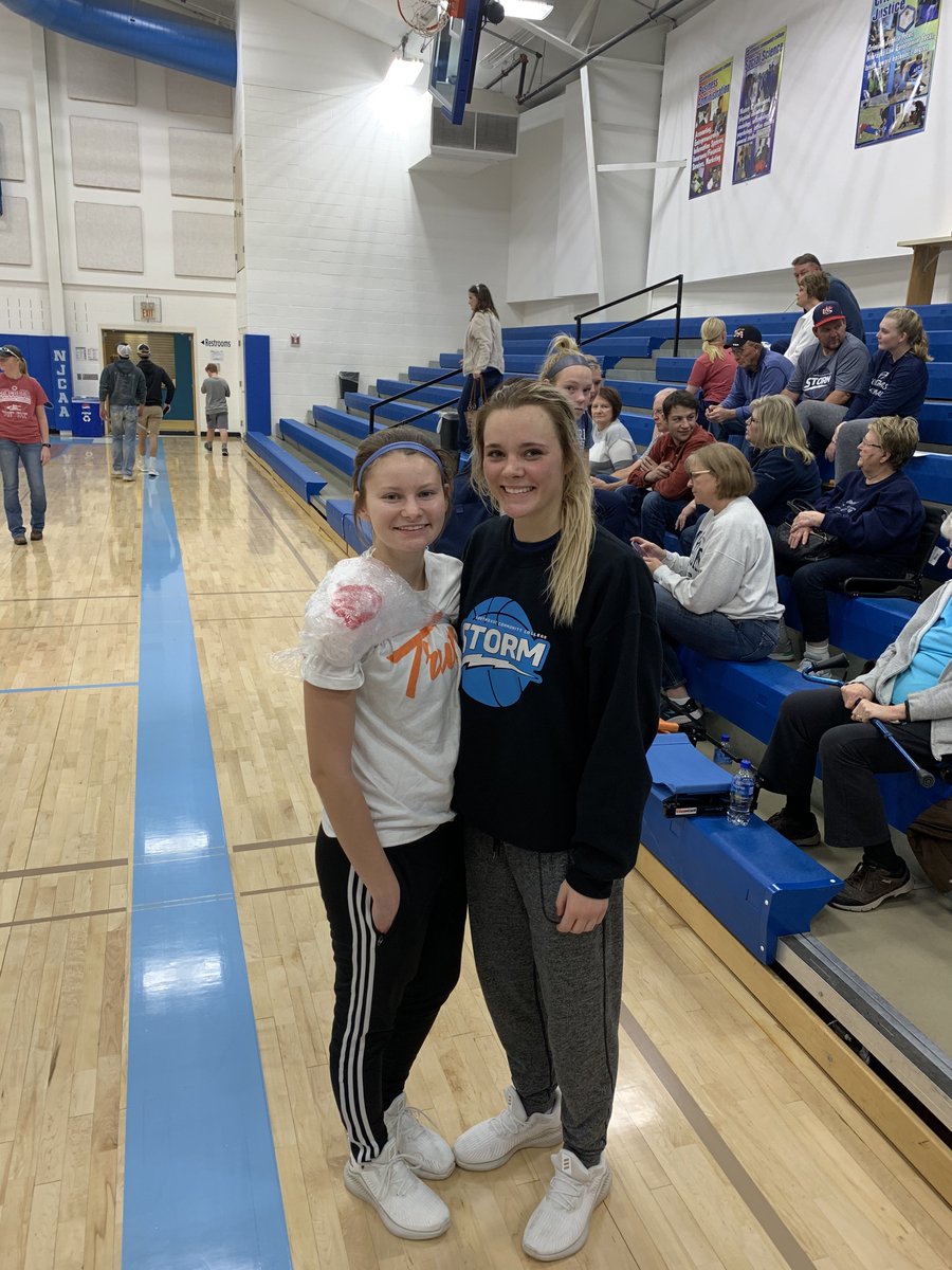 MaywoodSchool's tweet photo. Two former MHC Lady Wolves are members on the Southeast CC Storm basketball team, Sydney Mullen-Shaw & Jayden Widener. They faced Concordia JV today. Way to represent MHC ladies. #mhcpride @HCPublicSchools #mhcwolves https://t.co/8utqSNB38N