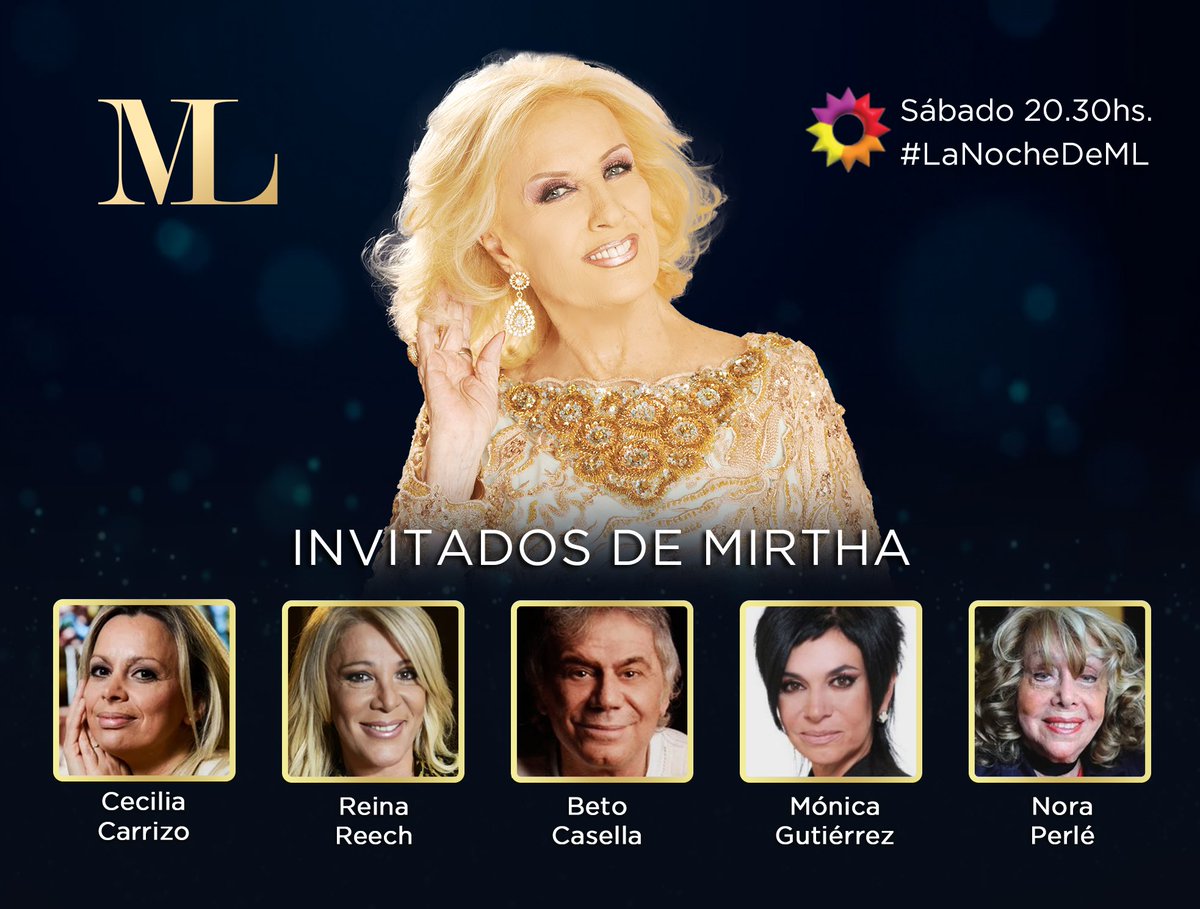 ¡Comenzamos! Préndete a <a href="/eltreceoficial/">eltrece</a> desde el hashtag #LaNocheDeML.

Hoy me visitarán:

Cecilia Carrizo <a href="/cecicaramelito/">Cecilia Carrizo</a>  
Reina Reech <a href="/ReynaReechOk/">Reina Reech</a>
Beto Casella <a href="/elbetocasella/">Beto  Casella</a>
Mónica Gutiérrez <a href="/monigps/">Monica Gutierrez</a>
Nora Perlé <a href="/nora_perle/">nora perle</a>