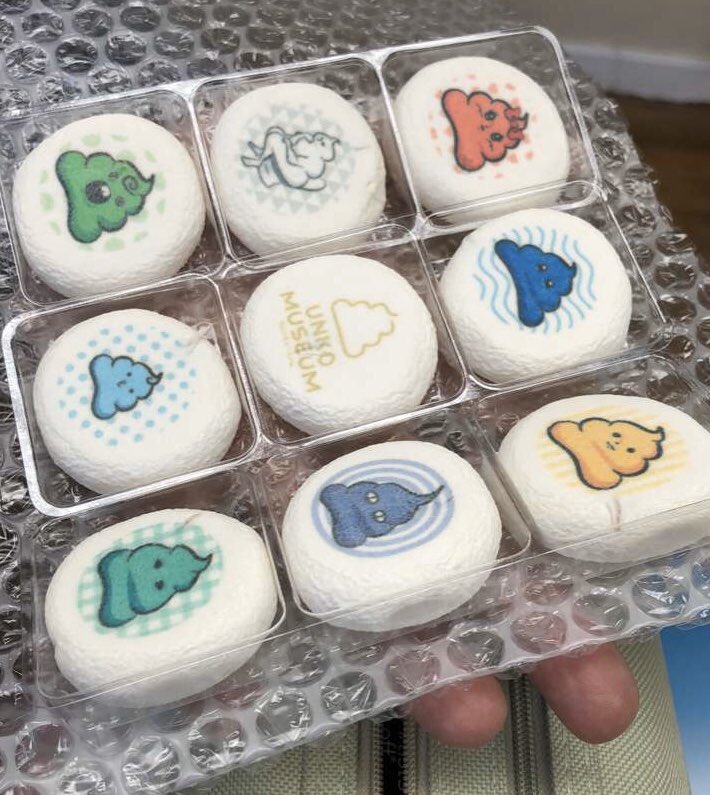 bathroomsandme's tweet photo. Today in my Japanese class, a classmate recently returned from a trip to japan. These are marshmallows with chocolate centers. #poop #tasty #japan #museum #お土産 #うんこ https://t.co/rDRVqH3MFT